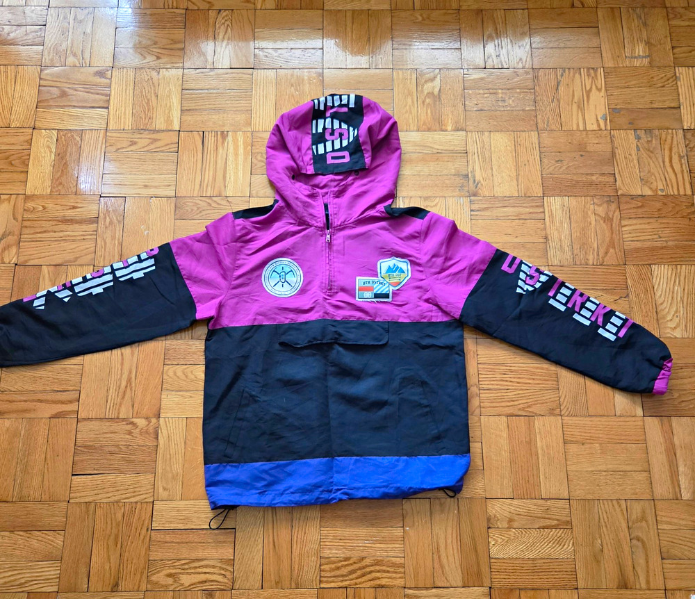 8IGHTH/DSTRKT Men's M Colorblock Hooded Half Zip Anorak Jacket Pink Black